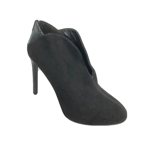 Nine West Shoes Womens Sz 8 Nerra‎ Black Snake Stiletto Heels Zip Ankle Booties - Picture 1 of 9